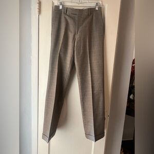 Burberry Plaid Cuffed Wool Trousers 32